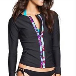 Athleta Floral Fade Zip Rashguard Size XXS